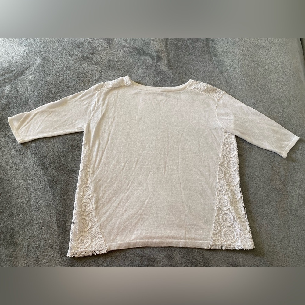 J. JILL Linen Blend White Top Size Small